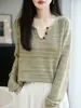Suéter de punto con cuello en V para mujer, manga larga, sin botones, estilo chic, solapa en forma de V que estiliza y es elegante, prenda básica para otoño e invierno