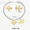 Brincos de Flor Hip Hop Simples Anel Conjunto Personalidade Banhado a Ouro 18K Colar Longo Joias Femininas