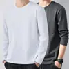 Camiseta de manga larga de otoño, diseño estampado, talla grande, para adolescentes, cuello redondo de hombre, simple y de corte holgado, top moderno