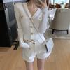 Chaqueta cárdigan de punto con cuello en V transfronteriza 2024 nuevo diseño de primavera y otoño nicho chic top corto de manga larga