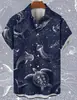 Camisa hawaiana con estampado de animales marinos, adecuada para hombres y mujeres, que ofrece un diseño deportivo, casual, cómodo y transpirable de manga corta