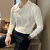 Suéter Masculino Estilo Old Money con Cuello Henley, Tejido de Punto de Manga Larga de Lujo y Sofisticado para Negocios para Primavera, Otoño e Invierno, Venta al por Mayor desde Fábrica Transfronteriza