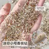 Pedras Strass Mini Flat-Back Populares para Nail Art na Cor Champagne, em Formato de Coração, Gota, Marquise e Cristais Irregulares, Decorações Deslumbrantes e Versáteis para Nail Art