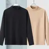 Camiseta Base Versátil Ins-Trendy de Manga Larga de Color Sólido de Doble Cara de Forro Polar para Hombre DeRong 2025 Otoño/Invierno Nuevo de Cuello Alto