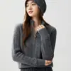 Nuevo Estilo Otoño Estilo Retro Old Money Cuello Alto Media Cremallera Suéter de Cachemir para Mujer Holgado Jersey de Punto Capa Base