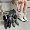 Botas de Caballero de Tacón Grueso Estilo Retro 2026 Otoño/Invierno Hebilla Plisado Occidental Punta Puntiaguda Botas de Moda Tacón Apilado Nuevo Estilo Mujer