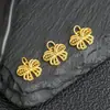 Colgante de Flor Hueca y Mariposa Estilo Antiguo Chapado en Oro Plata de Ley S925 Completo Accesorio Joyería DIY Hecha a Mano Accesorio Pequeño