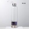 Vaso de Agua Energético de Grava de Cristal Natural Tapa de Acero Inoxidable 304 Botella de Agua con Partición de Boca Pequeña Vidrio para Spa Transfronterizo