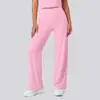 Nuevos pantalones de yoga casuales estilo europeo y americano con sensación de segunda piel, de cintura alta, levanta glúteos, pierna recta, pantalones deportivos de pierna ancha para correr al aire libre y fitness