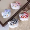 Muñeca de peluche de dibujos animados KT con gafas y estampado a cuadros, ropa decorativa, zapatos, calcetines, accesorios para muñecas, material para manualidades, colgante