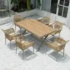 Mesas e Cadeiras de Exterior, Cadeiras de Rattan de Lazer para Pátio, Varanda, Jardim, Mesas de Jantar, Conjunto Combinado Simples de Três ou Cinco Peças de Madeira Plástica e Rattan para Exterior