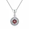 Collar Transfronterizo Europeo y Americano de Moissanita para Mujer, Colgante Redondo en Forma de Corazón, Cadena para Clavícula Versátil de Moda de Alta Gama en Plata de Ley S925