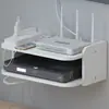 Prateleira de Armazenamento de Parede sem Furos para Decodificador de TV e Roteador na Sala de Estar
