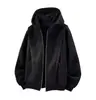 Sudadera con capucha Gris París Corta Wei Yi para Hombre Otoño/Invierno 400g Pesada Dura Cremallera Americana Costuras de Deconstrucción