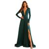 Vestido de noche verde sencillo con abertura, largo y ajustado, estilo chino, adelgazante, estilo retro francés, transfronterizo 2023