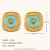 Pendientes de Moda de Nicho Transfronterizos Europeos y Americanos Estilo Vacaciones en el Océano Acero Inoxidable Chapado en Oro de 18K Esmalte Flor Concha Pendientes de Botón