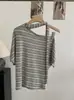 Camiseta Omalai de Manga Curta com Gola Assimétrica para Mulheres, Novo Estilo de Verão, Ombro a Ombro, Cintura Marcada, Versátil, Top Slim Fit 7237