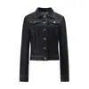 Nueva chaqueta vaquera versátil para mujer, color oscuro, corte ajustado, textura vintage cruda, modelo 6006