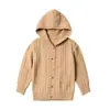 Cárdigan con Capucha de Punto Trenzado para Niños Hebilla Dorada Retro Unisex Mediano-Grande Niños Holgado Punto Trenzado Abrigo de Punto para Niños Otoño/Invierno