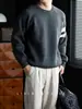 Suéter de punto a rayas de lujo ligero para hombre maduro Otoño/Invierno 2026, cuello redondo, cómodo, cálido, lavable a máquina, caída, corte holgado, manga larga