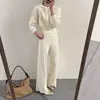 Conjunto de malha feminino casual esportivo de duas peças, novo outono/inverno 2026, conjunto de top curto com capuz e calça