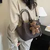 Bolsa Tote de Balde Color Block Retrô Feminina 2026 Nova Bolsa Cesta de Legumes de Mão Textura de Lichia Bolsa Versátil de Ombro Único Transversal