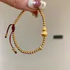 Pulsera de Hilo Rojo Vintage Color-Preservante Chapada en Oro de 24K Calabaza Pequeña Accesorio de Mano Tejido Personalizado Retro