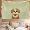 Tapiz de Cachorro Lindo de Dibujos Animados Tela para Colgar en la Cabecera del Dormitorio Tela para Colgar en la Pared de Renovación de Habitaciones Tela de Fondo para Celebridades de Internet