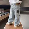 Pantalones Vaqueros para Niños Estilo Primavera y Otoño Pantalones Infantiles Ropa de Otoño 2026 Nuevo Estilo Coreano Bordado Pierna Recta Pantalones Casuales Tendencia de Otoño