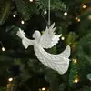 Colgante Blanco de Forma Irregular con Brillantina y Polvo Dorado Adorno de Alas de Ángel, Decoración Individual para Árbol de Navidad