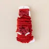 Nuevos estilos de otoño e invierno: calcetines largos engrosados con adorno de lazo para niñas, perfectos para Año Nuevo, proporcionando calor y actuando como calentadores de rodillas y piernas