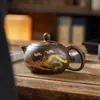 Tetera de arcilla púrpura teñida de oro, tetera Xishi, juego de té Fengming Kung Fu, cambia de color al calentarse, juego de té para preparar junto al fuego