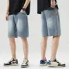 Pantalones Cortos de Mezclilla Finos de Verano para Hombre 2026 Nuevo Estilo Americano de Pierna Recta Casual de Longitud Media con Patrón de Cielo Estrellado