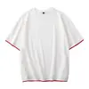 Nueva camiseta de manga corta verano costura falso dos piezas cuello redondo media manga algodón casual básica camiseta de publicidad logo estampado