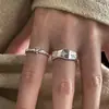Anillo de Estrella de Plata de Ley 925 para Mujer, Patrón Irregular Estilo Ins, Anillo Abierto Versátil Simple de Nicho de Lujo Ligero, Moderno