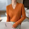 Nuevo suéter de punto de manga larga con cuello en V para primavera y otoño/invierno para mujer, jersey de talla grande, patrón de espina de pescado, corte ajustado, venta al por mayor