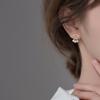 Ailuoqi Plata S925 Estilo Coreano Anillo Fresco y Simple Aretes Geométricos Aretes Femeninos de Diamantes con Borla G7515
