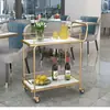 Carro Móvil Nórdico, Carrito de Almacenamiento de Alta Gama, Carrito de Bebidas para Hotel, Carro de Comedor de Hierro Dorado de Múltiples Niveles, Carrito de Servicio para Restaurante