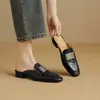 Pantuflas de Media Punta de Piel de Oveja Estilo Francés de Gama Alta para Mujer Sandalias Planas de Punta Cuadrada para Exteriores de Verano Zapatos Muller Zapatos de Media Punta