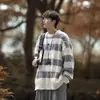 Suéter para Hombre 2025 Otoño/Invierno Nuevo Estilo Perezoso Bloque de Color Rayado Tejido Chaqueta Tendencia Capa Base Suéter de Lana