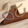 Pulseira corrente cubana de seis lados moída pesada da indústria hip hop europeia e americana, moda feminina personalidade, aço titânio banhado a ouro, joia de alta qualidade