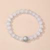 Ojo de Gato Gris Natural Plata Lunar Plateado Pulsera de Accesorios con Cuarzo Rosa Versátil Fresca y de Moda Pulsera de Círculo Único