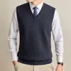 Chaleco de Punto de Lana con Cuello en V Otoño Transfronterizo para Hombre Color Sólido Jersey de Punto Camisa Base Argyle Chaleco Casual para Hombre