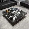 Mesa de Centro de Ardósia para Sala de Estar, Combinação Minimalista Moderna de Luxo Leve Estilo Italiano, Mesa Quadrada Doméstica de Modelo Novo para Apartamento Pequeno de Alto Padrão, Popular Online