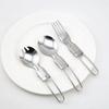 Cuchara Plegable Portátil de Acero Inoxidable Cuchara para Ensalada de Comida Rápida Tenedor Cuchara Plegable Vajilla Plegable para Camping al Aire Libre