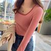 Valor Mayor que el Precio Camiseta de Manga Larga con Cuello Cuadrado para Mujer Otoño/Invierno 2026 Base de Canalé Ajuste Delgado y Favorecedor
