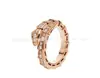 Anel Ossos de Cobra Versão Alta Baojia Feminino Banhado a Ouro Rosa 18K Totalmente Cravejado em Diamante Anel Formato Cobra Luxo Leve Nicho Moda Anel Ins