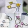 KYZC Anillo Europeo y Americano Micro-incrustado en Forma de Corazón Diamante Rosa Set de Anillo de Compromiso Anillo