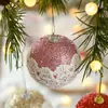 Gangheng Adorno Navideño de Encaje y Espuma con Purpurina, Bola para Colgar de Navidad de 8 cm, Decoración Navideña