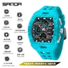 Reloj Deportivo Sanda de Doble Pantalla para Estudiantes de Secundaria, Montañismo al Aire Libre, Hora Mundial, Resistente al Agua, Cuenta Atrás, Versátil, Elegante Reloj Electrónico